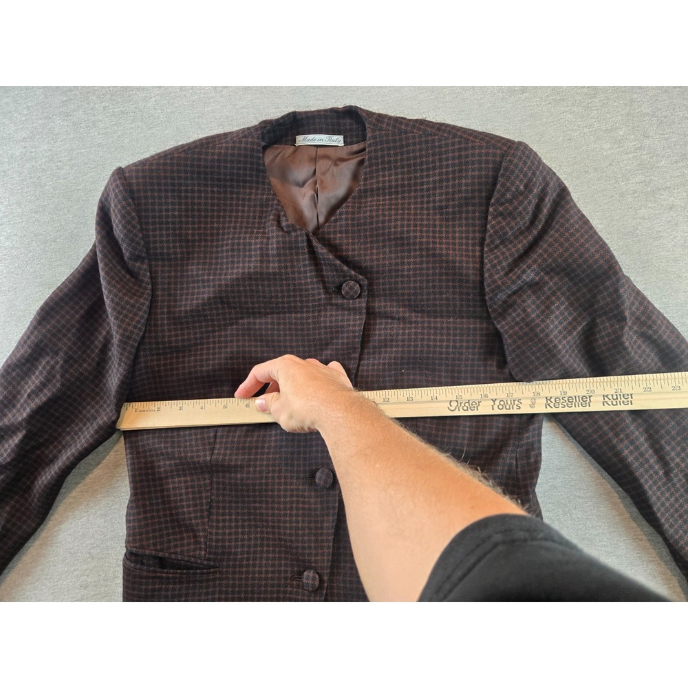 Vintage Burberry Jacket Womens 42 / US 8 Wool Cashmere Checkered 4 Button 80's - Picture 10 of 14